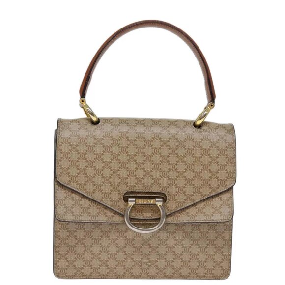 CELINE Macadam Canvas Hand Bag Beige Auth - Picture 1 of 16
